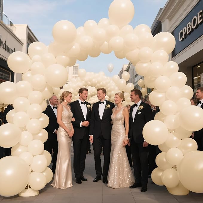 KAWKALSH Sand White Balloon Arch Kit 111Pcs 18 12 5 Inch Latex Party Balloons Garland for Birthday Baby Shower Wedding Engagement Anniversary Christmas Party Decorations