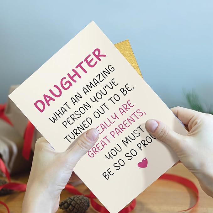 Qiliji Funny Daughter Birthday Card from Parents, Humorous Birthday Card for Adult Daughter, Daughters Bday Cards Gifts from Mom and Dad, We Are Great Parents You Must Be So Proud