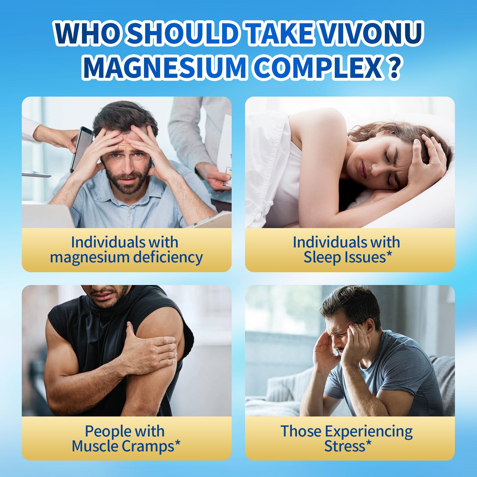 3 Pack Triple Magnesium Complex - Magnesium Glycinate 400mg, Malate, Citrate, High Absorption Chelated Magnesium Supplement