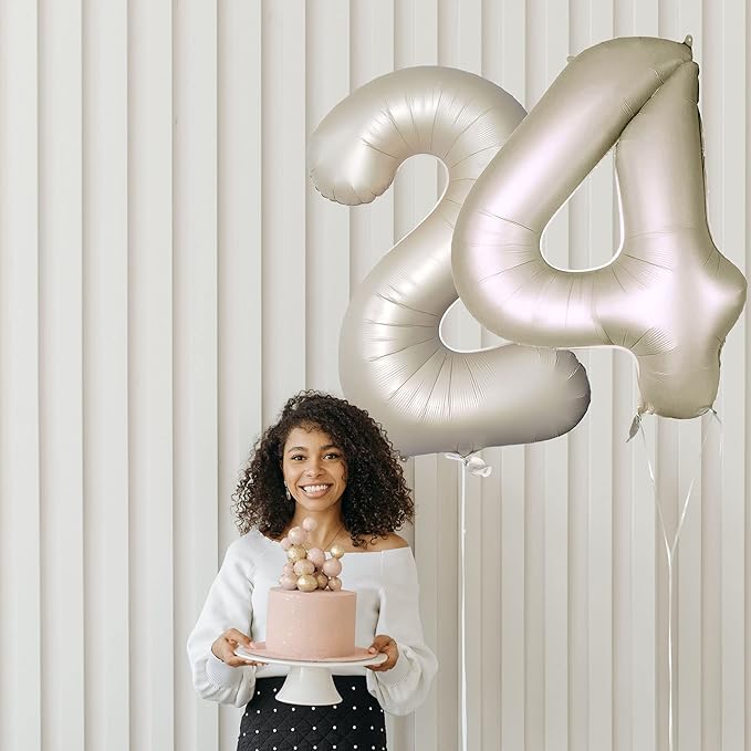 Number 2 Balloons White Sand Two Balloon for 2 Year Old Birthday Decorations 40 Inches Cream White Large Numbers 2nd Birthday Party Nude Ballons Beige 1 Digital Neutral Balloon Pearl White 2
