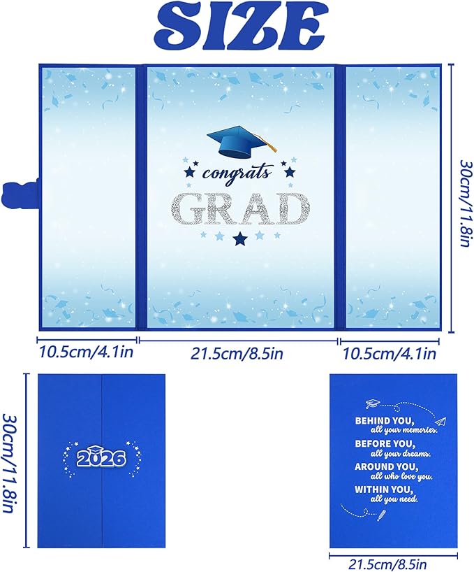 Vlipoeasn 2026 Graduation Guest Book Alternative, Blue Silver Class of 2026 Graduation Party Decorations, Graduation Signature Book for 2026 College High School, Unique Graduation Gifts for Friends