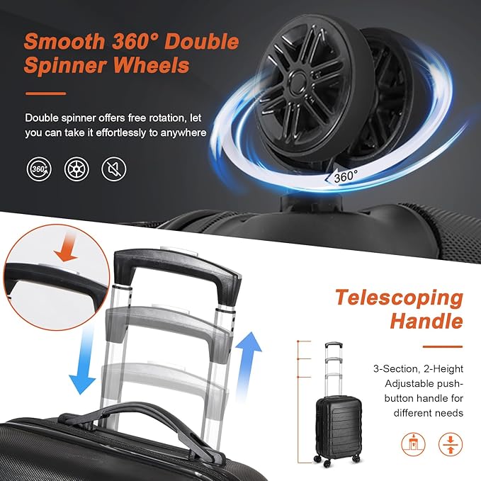 LEMY 21" Carry On Luggage,Hardside Expandable Suitcase with 360° Spinner Wheels,TSA Lock and Scratch Resistant Shell,Airline Approved for Overhead Bin