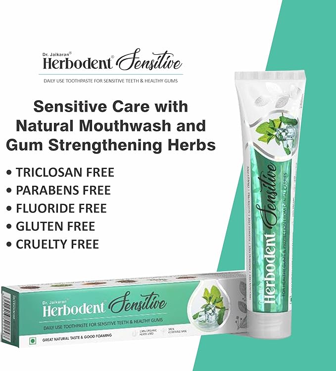 Herbodent® Sensitive Toothpaste - 6.53 Oz Pack of 1 | Enamel Repair & Cavity Protection, Fluoride Free, Sensitive Care with Natural Mouthwash & Gum Strengthening Herbs - Clove, Tomar, Long Pepper...