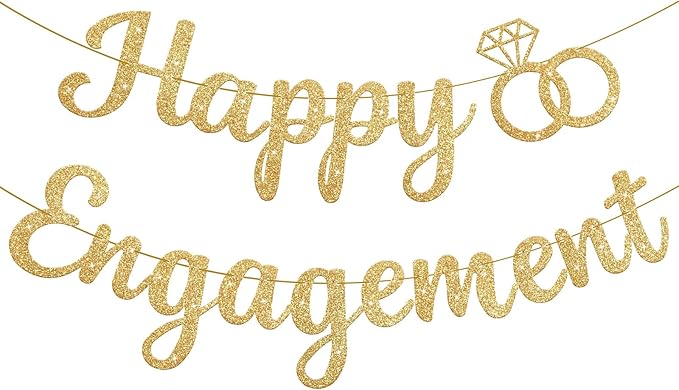 Happy Engagement Banner, Engagement Party Decorations, Engaged Banner Sign for proposal Wedding Decor Bridal Shower Bachelorette Party Decorations