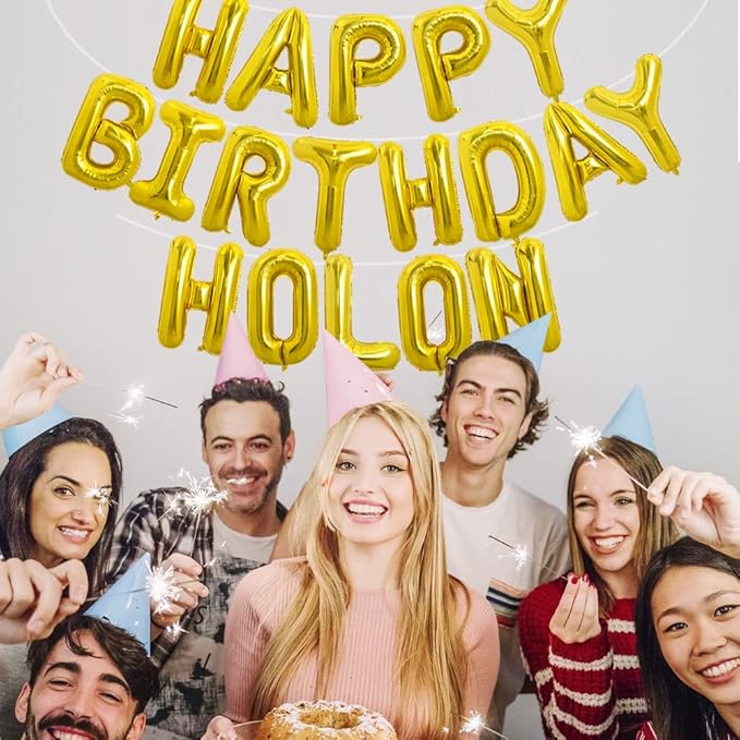 TONIFUL 65 Pcs 16 Inch Gold Happy Birthday Balloons and 2 Sets A-Z Foil Letters Balloons DIY Personalized Phrase Banner for Birthday Celebration Halloween Thanksgiving Christmas Party Decorations