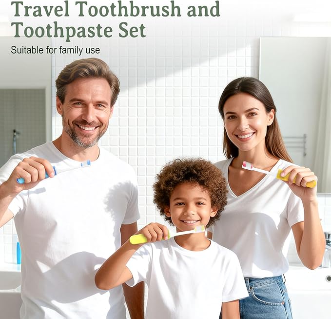 Travel Toothbrush, Toothbrush and Toothpaste Travel Set, Individually Packaged, Includes Storage Case, Foldable Design, 5 Colors, Ideal for Business Trips, and Hotels (5)