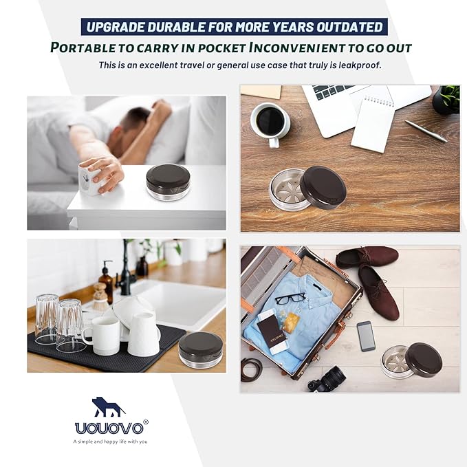 Denture Cup Retainer Case, No-Leak Denture Bath, Travel Case with Strainer & Mirror (Grey)