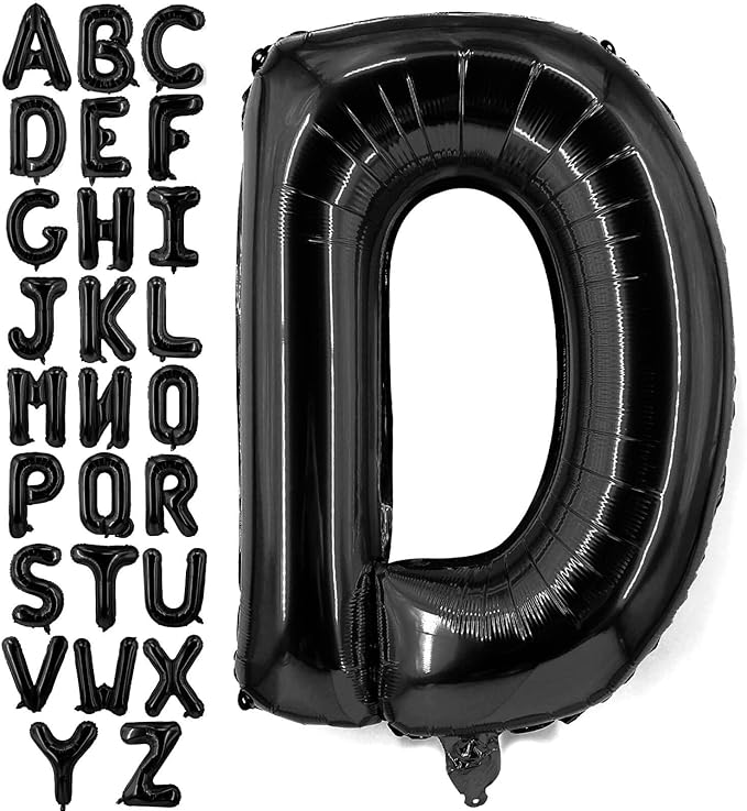 Lovoir 40 Inch Large Black Letter D Balloons Big Size Jumbo Mylar Foil Helium Balloon for Birthday Party Celebration Decorations Alphabet Black D