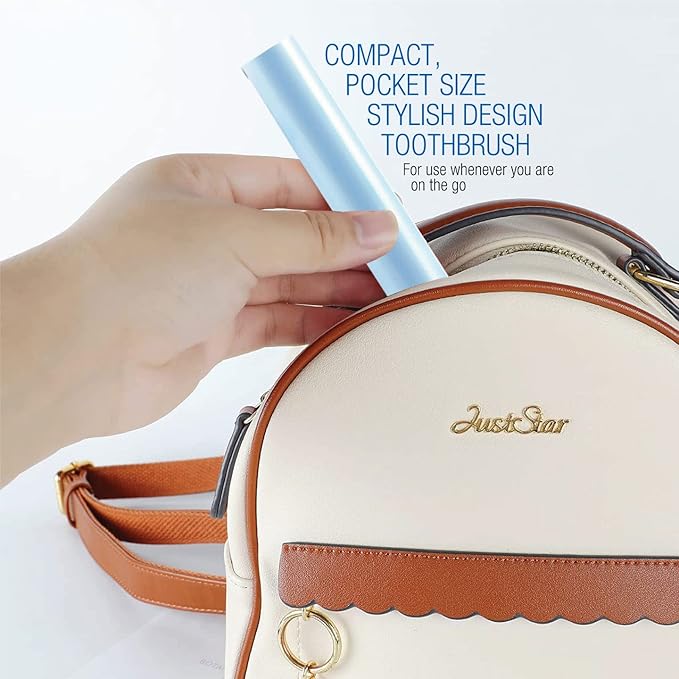 Pursonic Portable Sonic Toothbrush Battery Operated, Battery Included, 3 Brush Heads Included, 22,000 Strokes Per Minute, Brush On The Go (Blue)