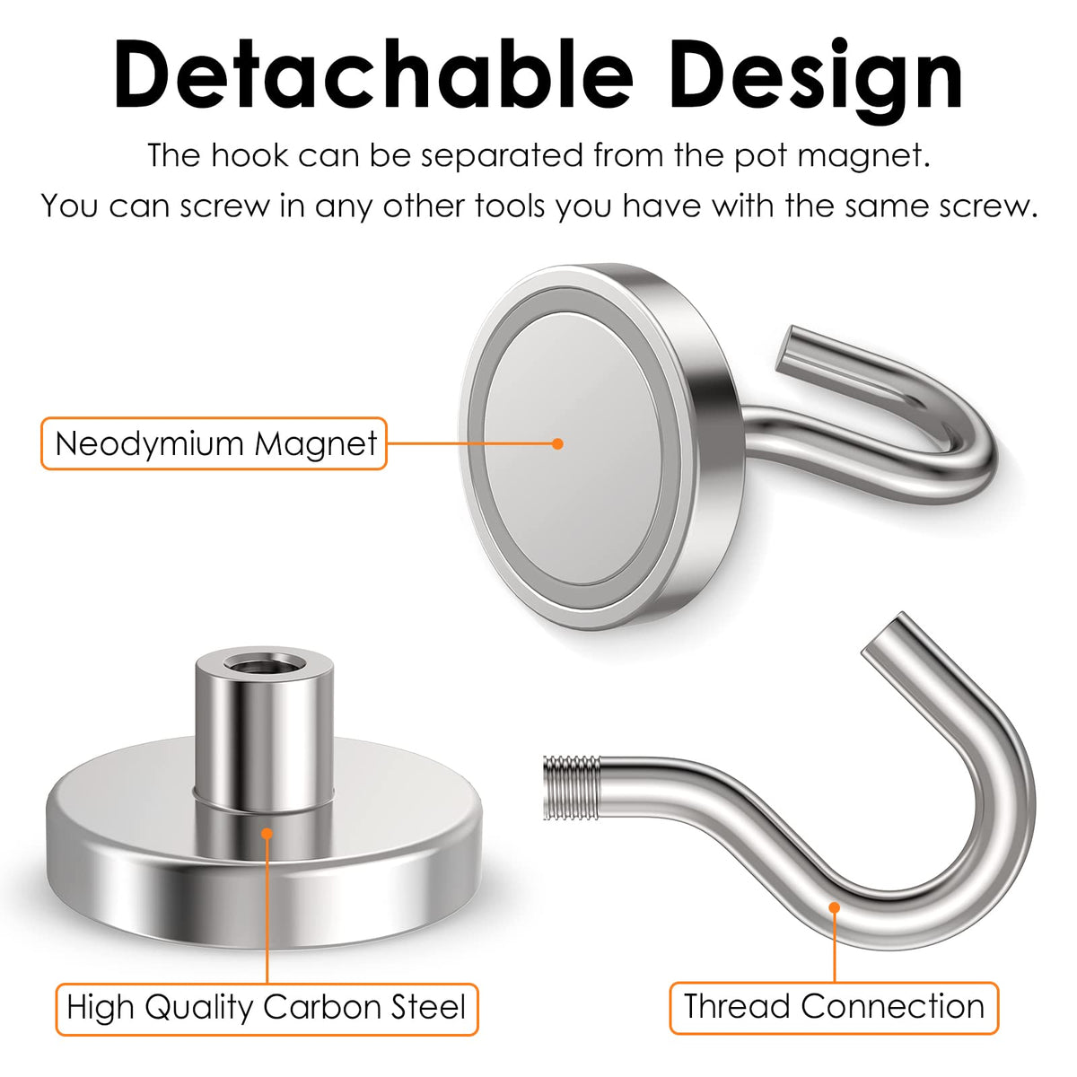 GREATMAG Magnetic Hooks Heavy Duty, 110 lbs Strong Hooks for Hanging, Magnets with Hook for Cruise Cabins, Grill, Fridge, Pack of 12