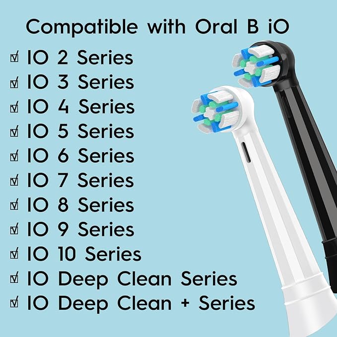 10 Pack IO Replacement Heads Compatible with Oral B IO 2/3/4/5/6/7/8/9/10/Deep Clean Series Electric Toothbrush, Brush Heads Refill Compatible with Oral B IO for Teeth and Gums Care (Black)
