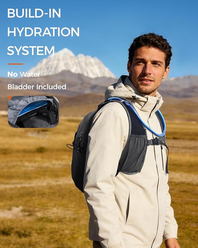 ECOHUB 15L Lightweight Packable Hiking Backpack for Travel, Small Daypack with Chest Strap & Phone Pocket, Water Resistant Foldable Backpack for Men Women
