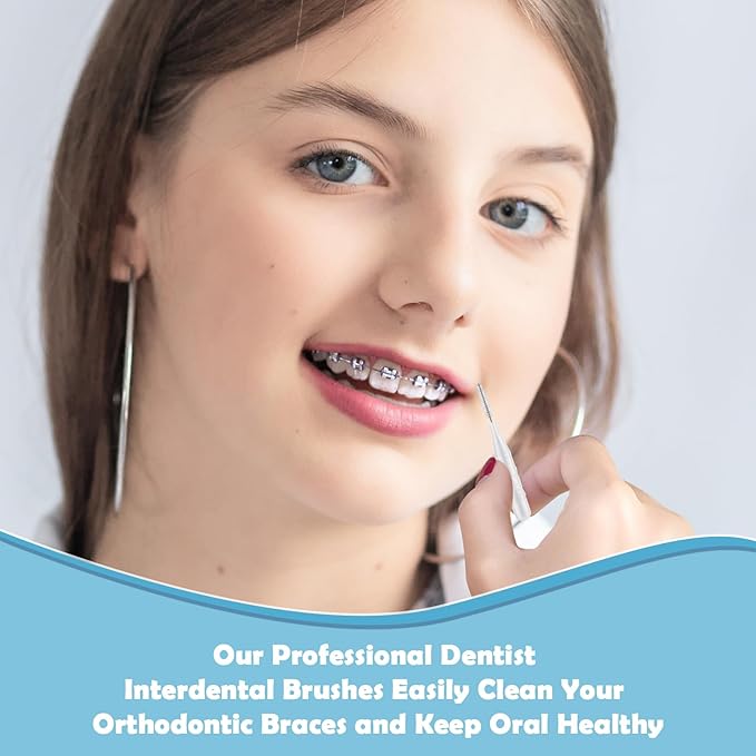 120 Pieces Braces Dental Brush Flosser for Cleaner Interdental Brushes Between Teeth with Soft Bristles 360° Bendable Toothpick Dental Tooth Flossing Oral Dental Hygiene