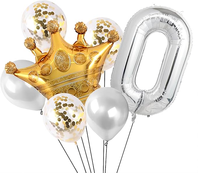 40 Inch Silver Number Balloons, Helium Mylar Foil Number Balloons for Birthdays, Number 0 Balloon for Party Wedding Bachelorette Birthday Bridal Shower Anniversary Celebration Party Decorations