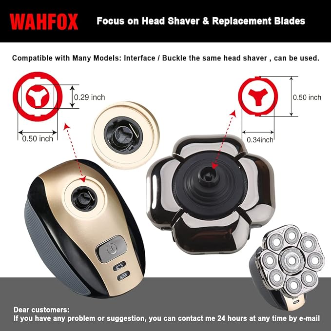 FOXSONIC Upgraded 9 Blades Body & Head Shaver for Head Shaver Many Brands 9 Blades Replacement Shaver Head Blade 9 Heads Beard Electric Razor Shaver Head for Blad Men