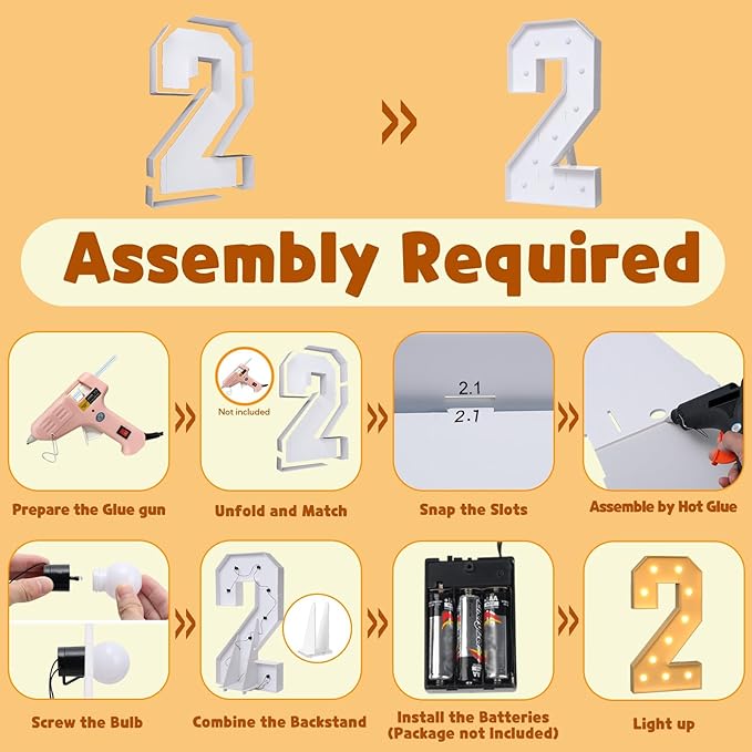 imprsv 4FT Marquee Numbers, Light Up Numbers 2 for 21st Birthday Decorations, Marquee Light up Letters Anniversary Party Decor, Pre-Cut Foam Board Kit