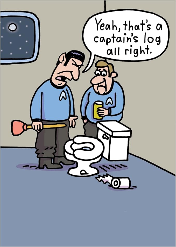 Men's Funny Adult Birthday Greeting Card (5" x 7") by Smart Alex 3 Pack + 3 Envelopes (Star Trek Captain's Log)