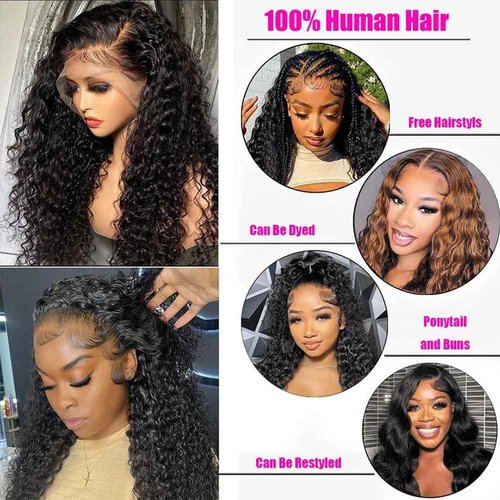 26 Inch Deep Wave Lace Front Wigs Human Hair 200 Density 13x6 HD Transparent Jerry Curly Lace Front Wigs Glueless Wigs Pre Plucked Deep Curly Human Hair Wig for Women
