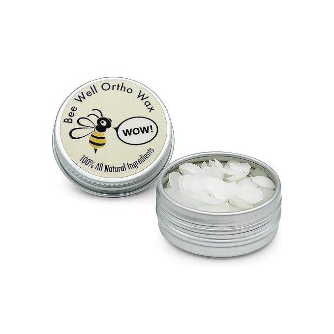 Bee Well Ortho Wax Pure | All Natural Extra Firm Braces Wax | Protect, Prevent & Relieve Orthodontic Braces Discomfort & Mouth Pain | Aluminum Jar | 75 Pieces of Wax for Braces