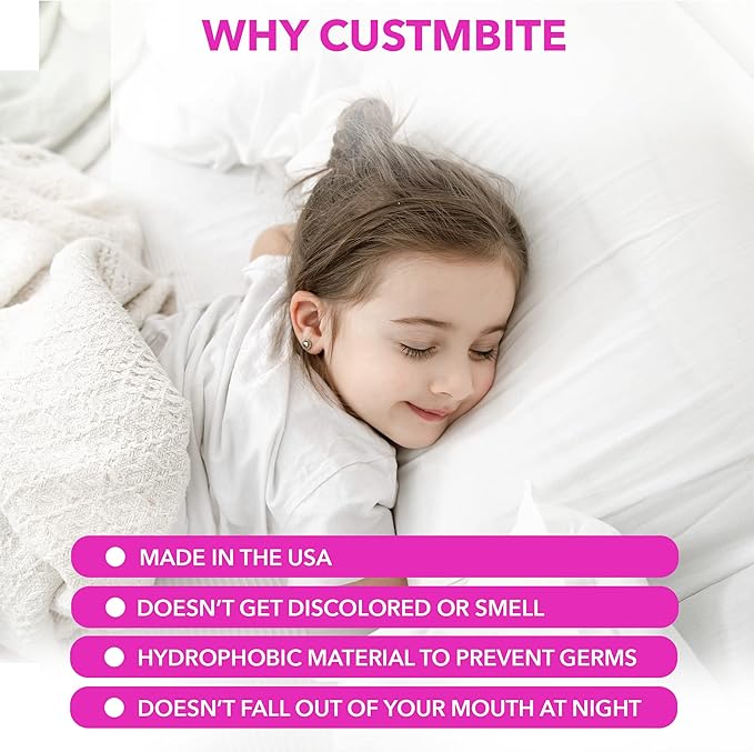 CustMbite Night Guard for Kids, Custom Fit Kids Mouth Guard for Teeth Grinding, Clenching, and Bruxism - Pink, 2 Pack