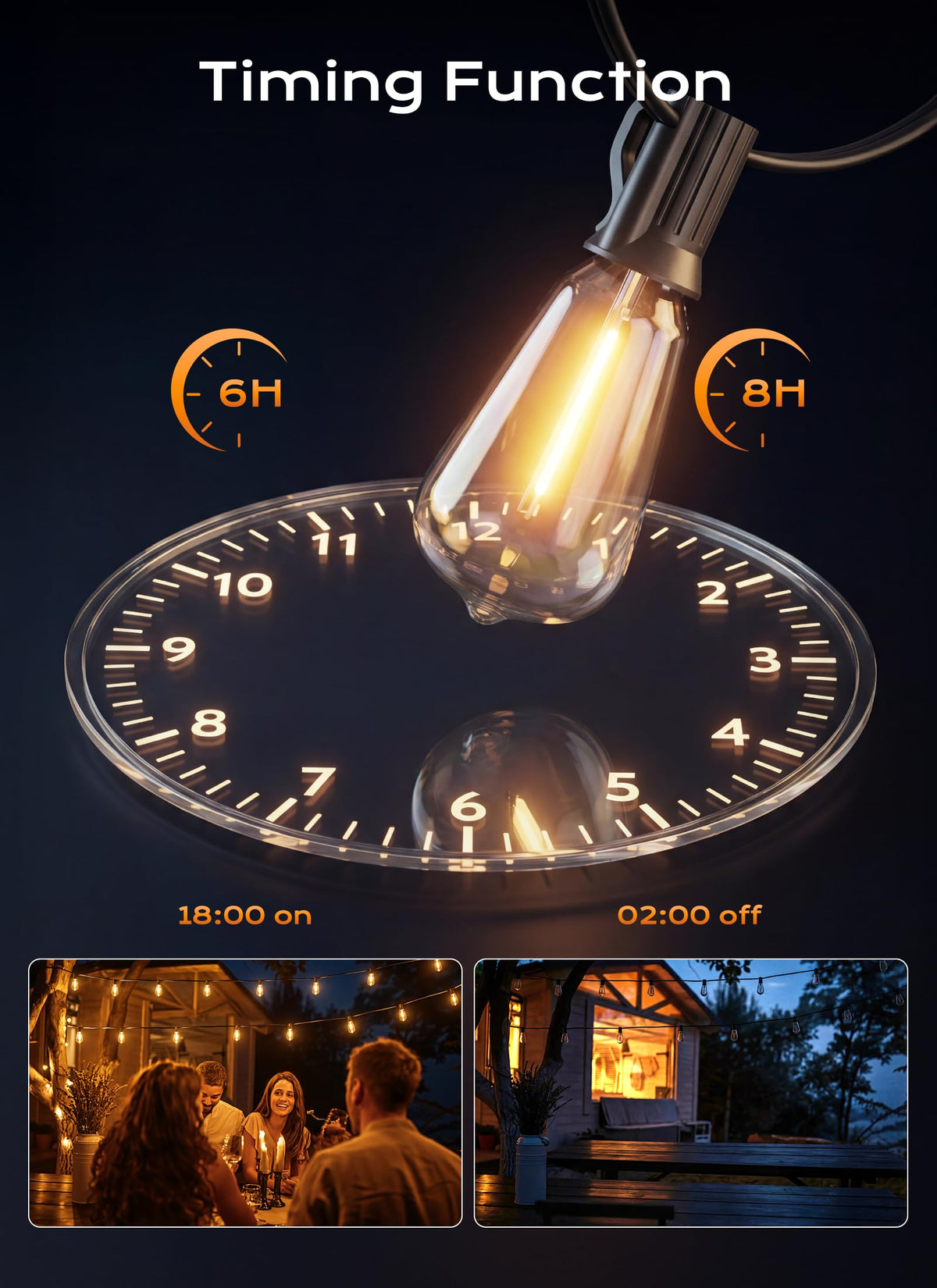 Minetom 100FT Outdoor String Lights with Remote, ST38 Patio Lights Dimmable