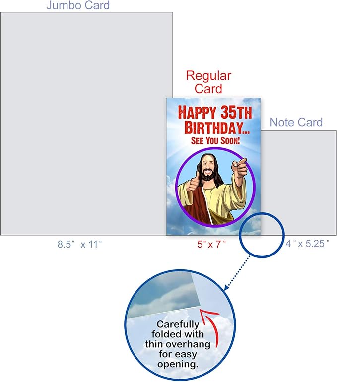 NobleWorks - Funny 35th Birthday Greeting Card - Joking God Humor Milestone, 35 Years Happy Bday Notecard with Envelope (1 Card) - See You Soon 35 C9402MBG