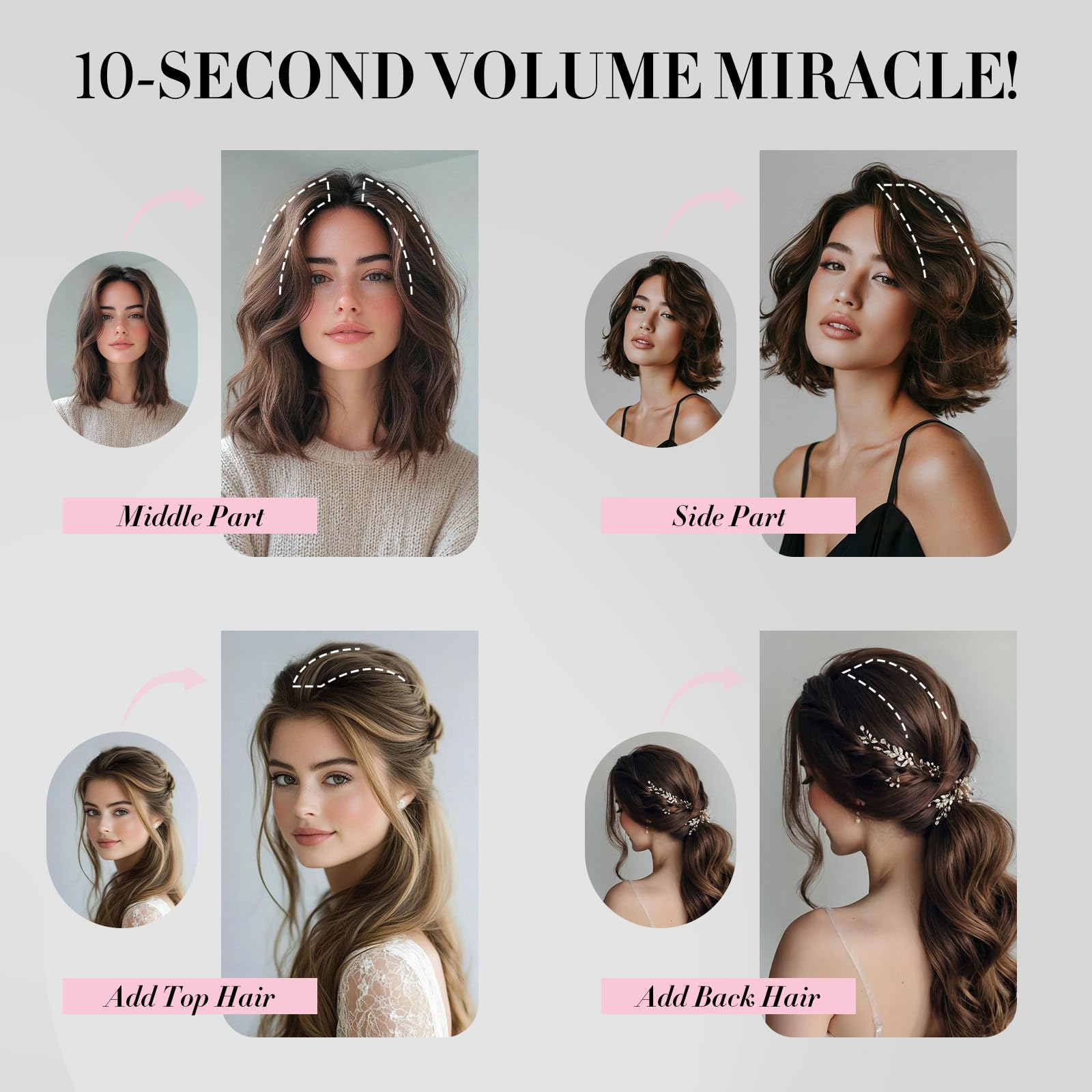 Clip in Short Hair Extensions Real Human Hair,Prokyvity Invisible Human Hair Clip in Extensions Short,(6inch&8inch)4 pieces Mini Extensions for volume or highligh,Meduim Brown