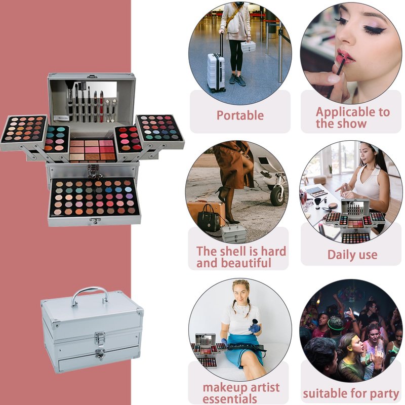 PhantomSky 132 Colors All-in-one Makeup Palette Cosmetic Contouring Kit Gift Box Combination with Eyeshadow, Cream Concealer, Eyebrow Powder, Lip Gloss, Blush and Face Pressed Powder
