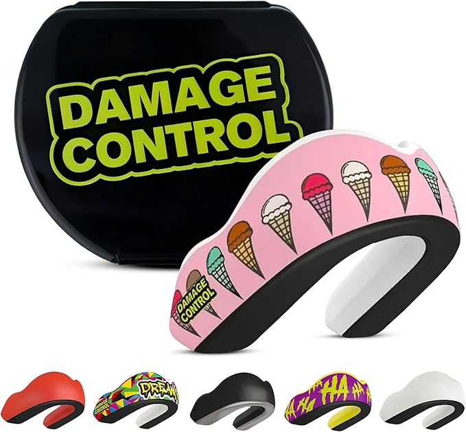 DAMAGE CONTROL Extreme Impact Mouth Guard – Sports Mouthguard for Boxing, MMA, BJJ, Hockey, Rugby, Lacrosse, & More – Mouthpiece for Teeth & Jaw Protection, for Youth & Adults (Adult, I Scream)