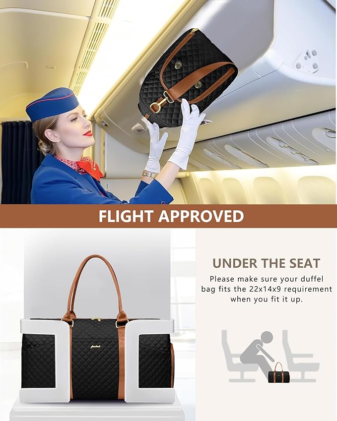 Women Weekender Travel Duffle Bag: Travel Duffel Overnight Bags with Shoe Compartment Large Carry on Tote with Toiletry Bag Weekend Traveling Yoga Gym Hospital Bag for Women with Wet Pocket