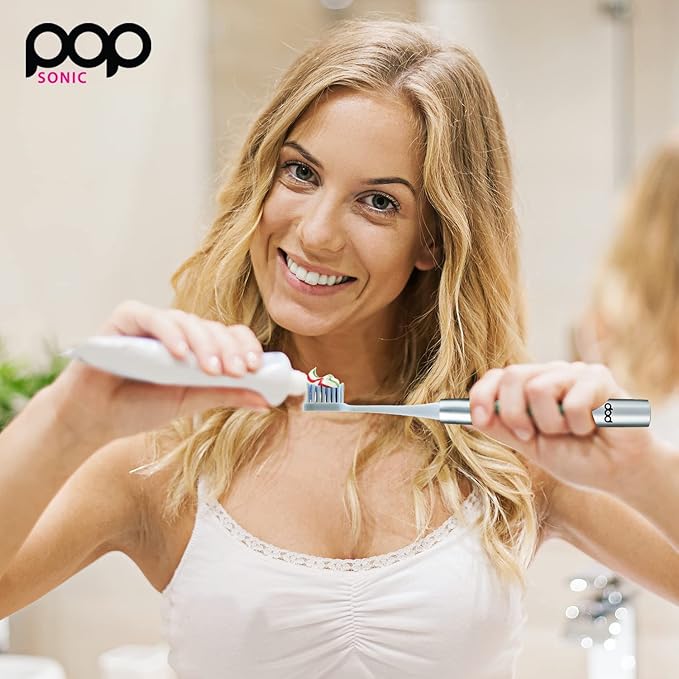 8-Pack Pop Sonic Replacement Toothbrush Heads - Compatiable w/Go Plus - Toothbrush Head w/Super Soft Dupont Tynex Nylon Bristles