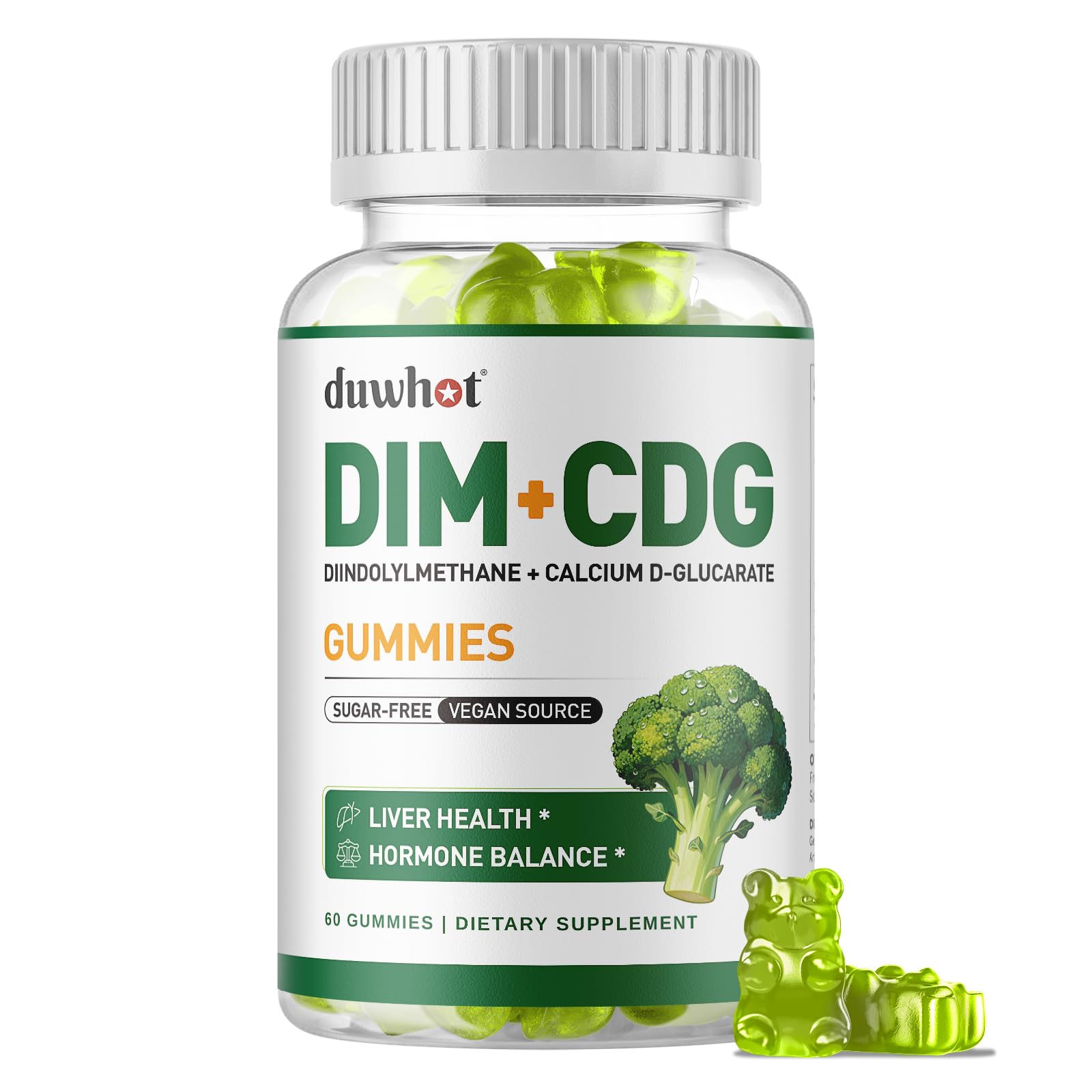 duwhot DIM Supplement with Calcium D-Glucarate, Estrogen Supplement for Women Men Adults, DIM Calcium D Glucarate with Vitamin C & E, Hormone Balance & Liver Health Support, Sugar-Free, 60 Count