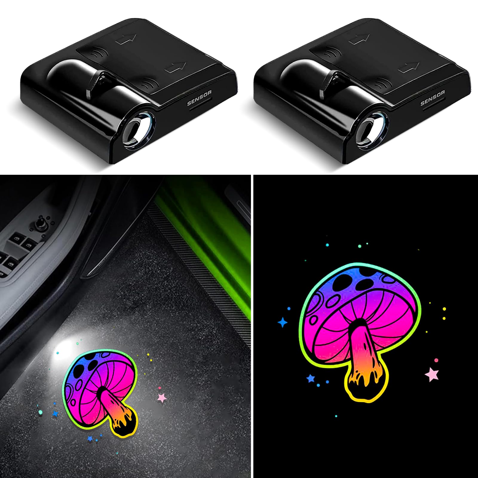 Car Door Lights Projector, Mushroom Car Door Projector Lights Universal Welcome Courtesy Ghost Shadow Lamp Fit for All Car Model