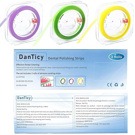 Dental Polishing Strips, Tooth File, Teeth Sanding Grinding Tool, 3 Rolls