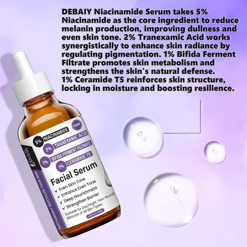 DEBAIY 5% Niacinamide Facial Serum with Tranexamic Acid Enhance Even Tone & Strengthen Skin Barrier (4.06fl.oz/120ml)