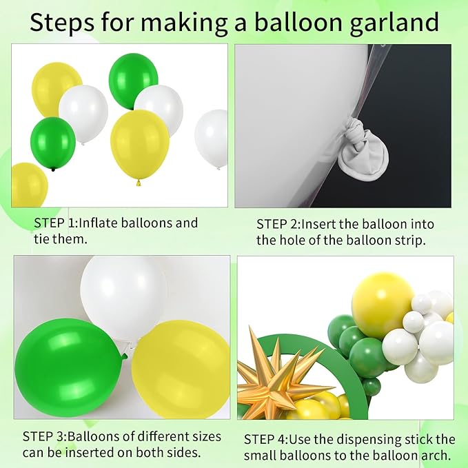 Green Yellow Balloon Garland Kit, Golf Birthday Decorations with Dark Green Yellow Latex Balloons Gold Star Foil Balloon for Boys Birthday Forest Jungle Tractor Soccer Party Decorations