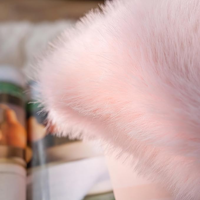 Neelvin Pink Faux Fur Cozy Fluffy Double-Sided Decorative Throw Pillow Covers 16x16 inch Set of 2,Velvet Pillowcase Cushion Case for Sofa Couch