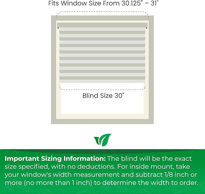 CALYX INTERIORS Cellular Honeycomb Shade, Light Filtering, Cordless, 3/8" Single Cell, 30" W x 72" H, White