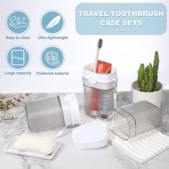 uxcell 1Pcs Travel Toothbrush Case, Portable Travel Toothbrush Holder with Cover, Toothbrush and Toothpaste Container for Bathroom, Gym,Business Trip, Camping (White)