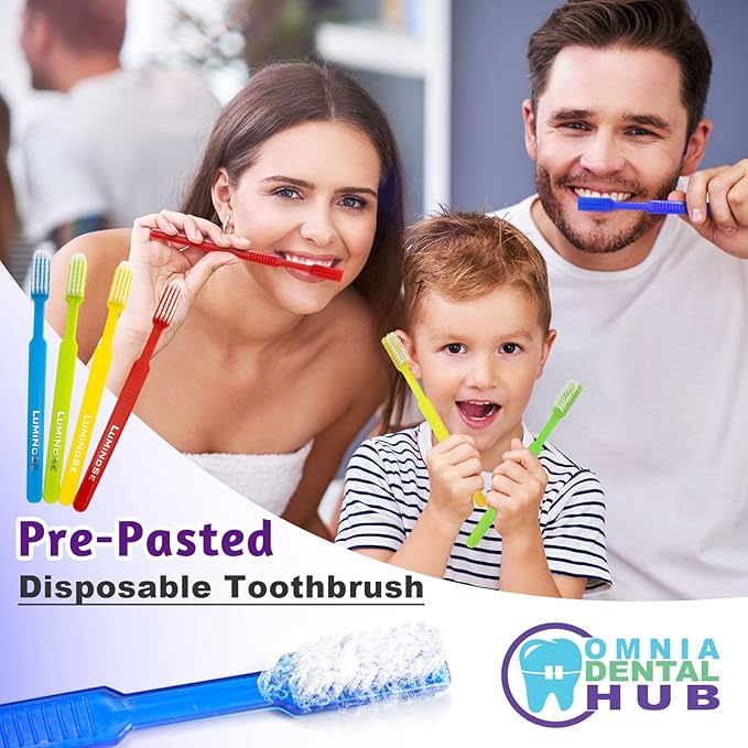 200 PCs Disposable Prepasted Toothbrushes by Omnia ONE | Convenient, Ready-to-Use, Hygienic – Perfect for Travel, Dental Offices, and On-The-Go Oral Care
