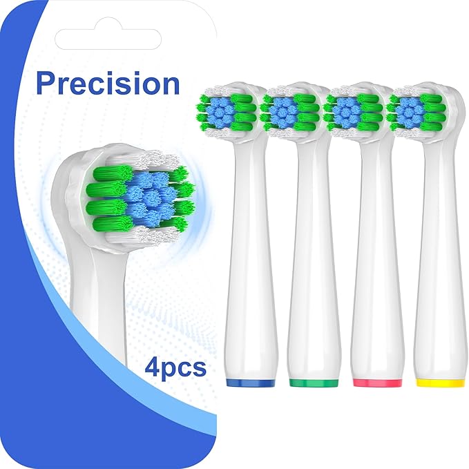 4 Count Precision Refills Replacement Heads Compatible with Oral B Braun for Sensitive Care, Brush Heads Compatible with Oral B Pro 1000/500/Genius x Electric Toothbrush Heads (White)