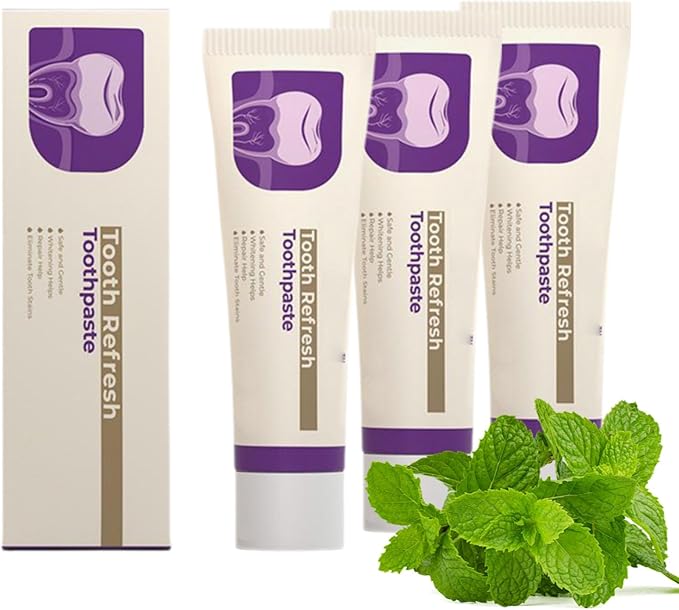 Tooth Refresh Toothpaste, Fresh Breath Whitening Formula, Natural Oral Care with Enamel Repair, Removes Coffee Tea Wine Stains, Deep Cleaning, 3.5 Oz (3 pcs)