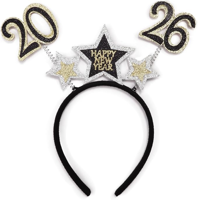 Needzo 2026 New Years Headband, Outfit Accessory, NYE 2026 Party Supplies and Favors, One Size Fits Most