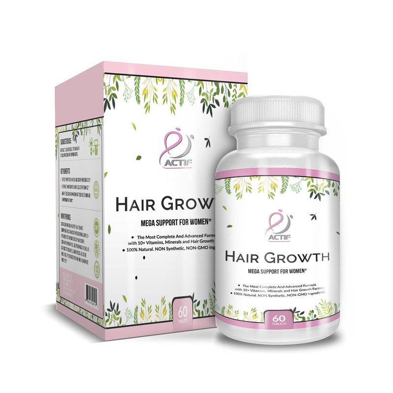 ACTIF Hair Growth for Women with 10+ Advanced Factors, Non-GMO, Stops 99% Hair Loss, Made in USA, 60 Count