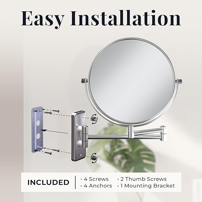 Zadro 7" Wall Mounted Wardrobe, Vanity Makeup Mirror with Magnification & Extending Arm (Large | 12.25" x 12" | 8X/1X, Oil-Rubbed Bronze)