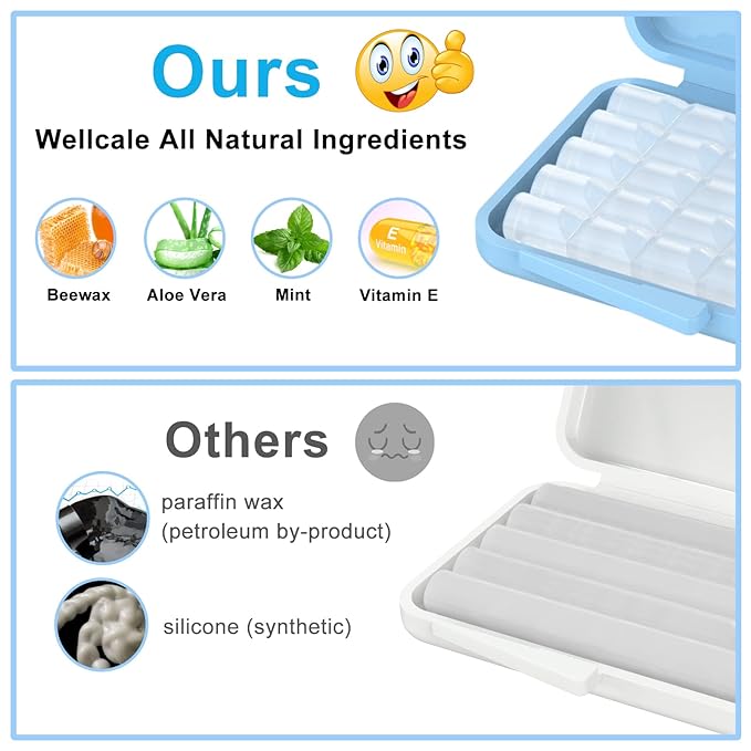 Braces Wax, Premium 50 Precut Orthodontic Wax Strips 350+ Dots, Blue Cases, w/Storage Box & 2 Applicator Tools, Food-Grade Dental Wax for Braces - Stick Better (Mint+Aloe Vera +Vitamin E)
