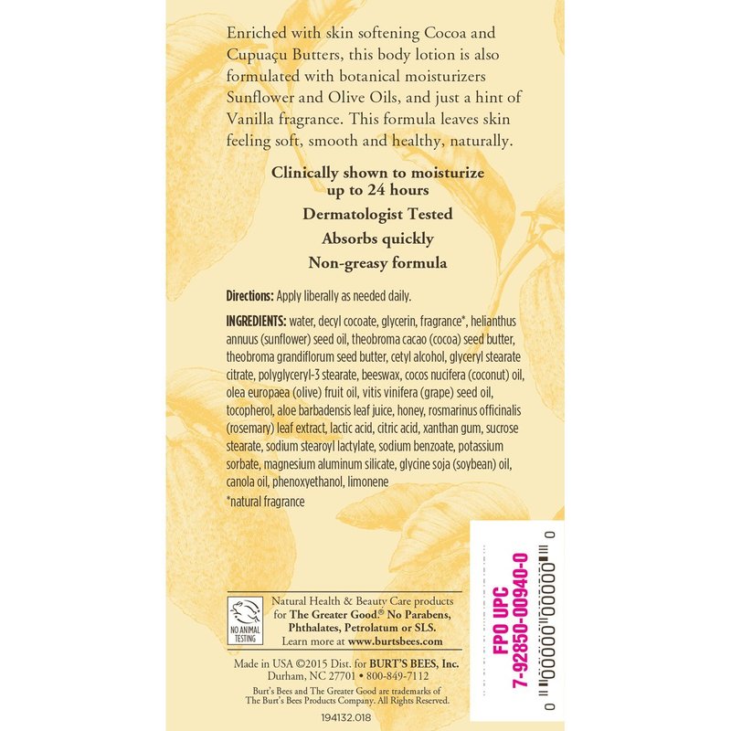 Burt'S Bees Body Lotion, Cocoa and Cupuacu Butters, 0.45-Pound (Pack of 2)