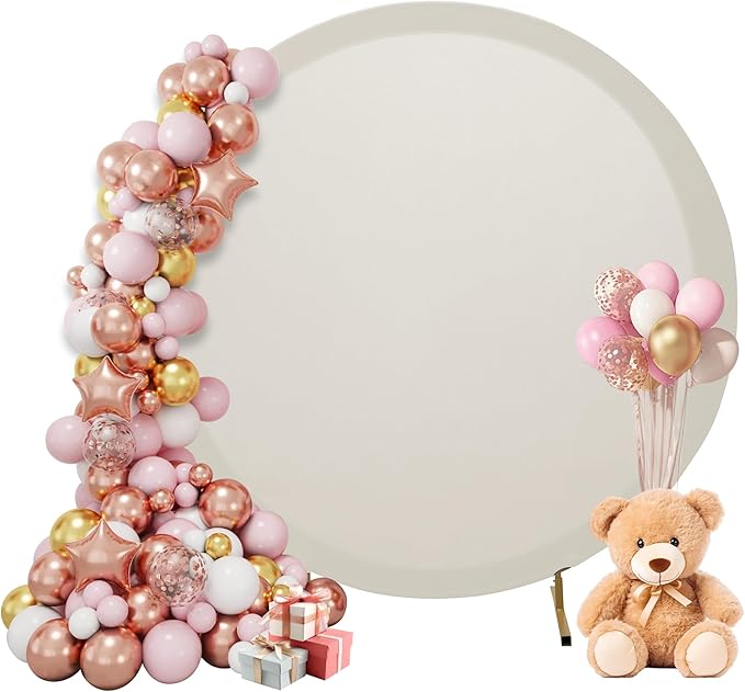 7.2FT Backgrounds Circle Arch Backdrop Cover, Round Arch Backdrop Cover, Round Balloon Arch Cover for Party, Wedding, Birthday Decorations