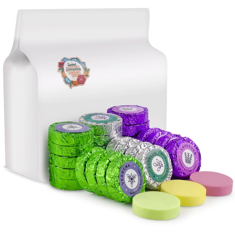 Shower Steamers Multi-Quantity Packed (45PCS) Women/Men Gift Set–Lavender, Verbena, Eucalyptus Aromatic Shower Bombs, Individually Wrapped Tablets for Mother's Day & Anniversaries