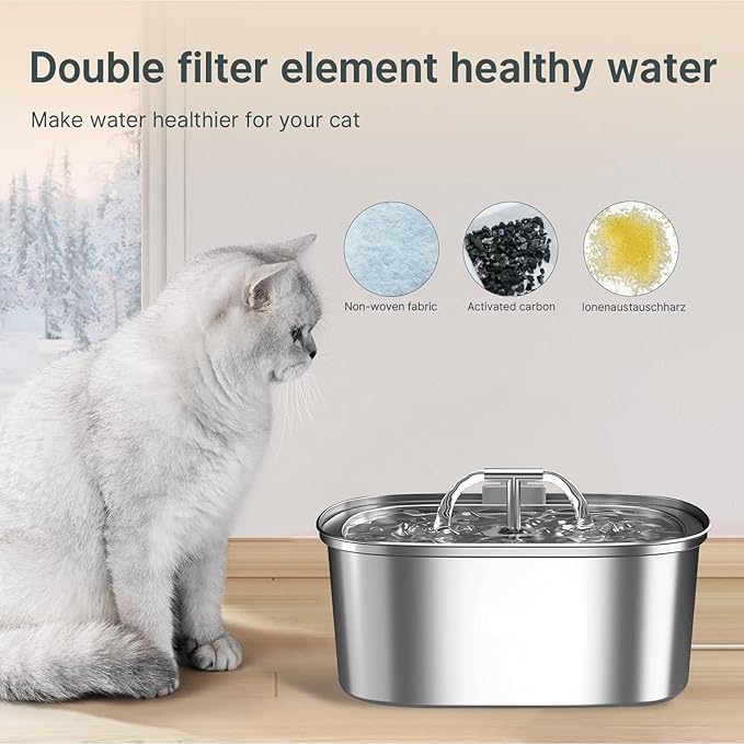 40 Pcs Cat Water Fountain Filters,20 Pack Cat Water Fountain Replacement Filters & 20 Pack Pre-Filter Sponges,Pet Fountain Filter Replacement for 3.2L/108oz Stainless Steel Fountain